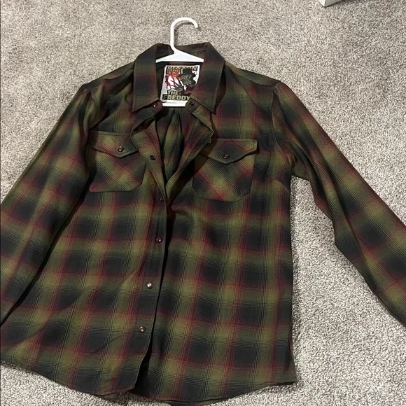 DIXXON Green and Red Plaid Button-Down Shirt - Picture 1 of 2
